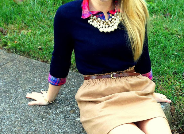 matching plaid camel skirt