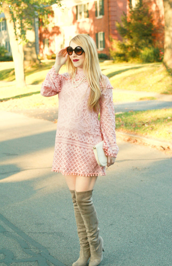 Pink Lace Dress & Grey OTK Boots - CLASSY SASSY