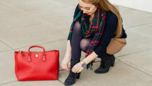 navy tights holiday plaid